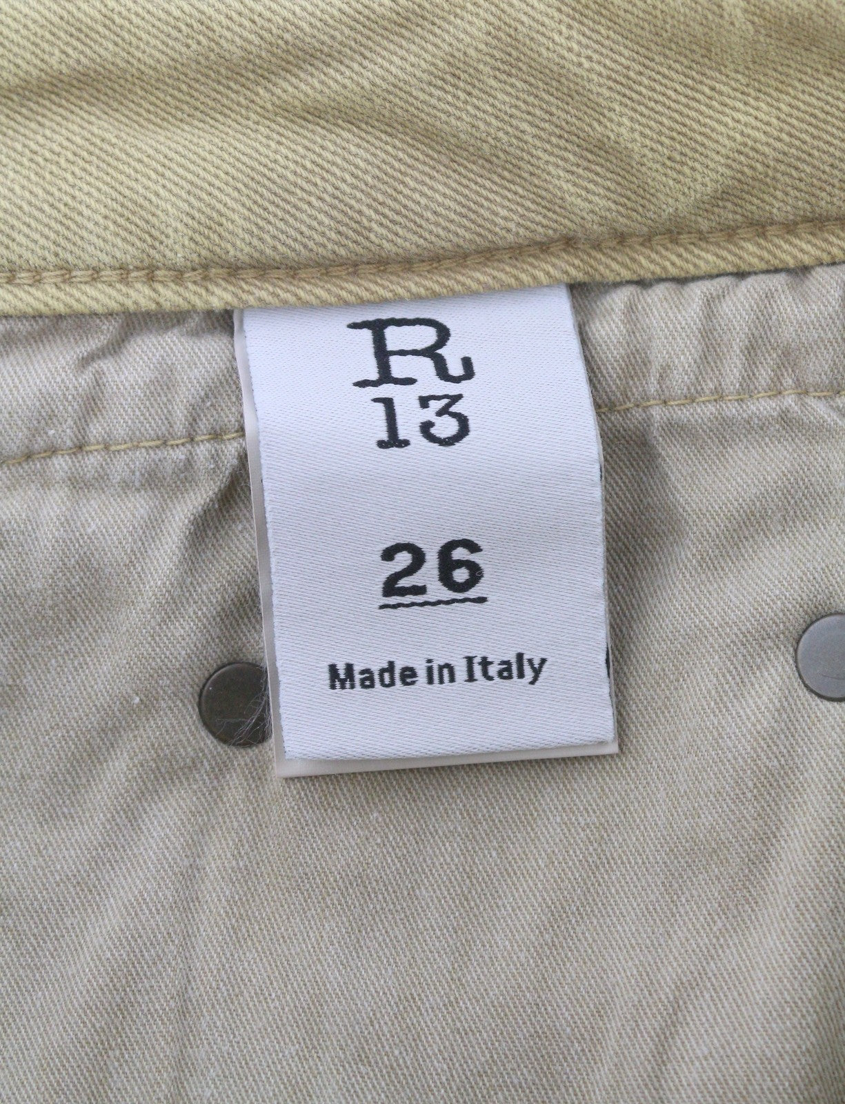 R13 Boy Straight Women Jeans 26 Khaki Stretchy Faded Ankle Length Casual RRP€699