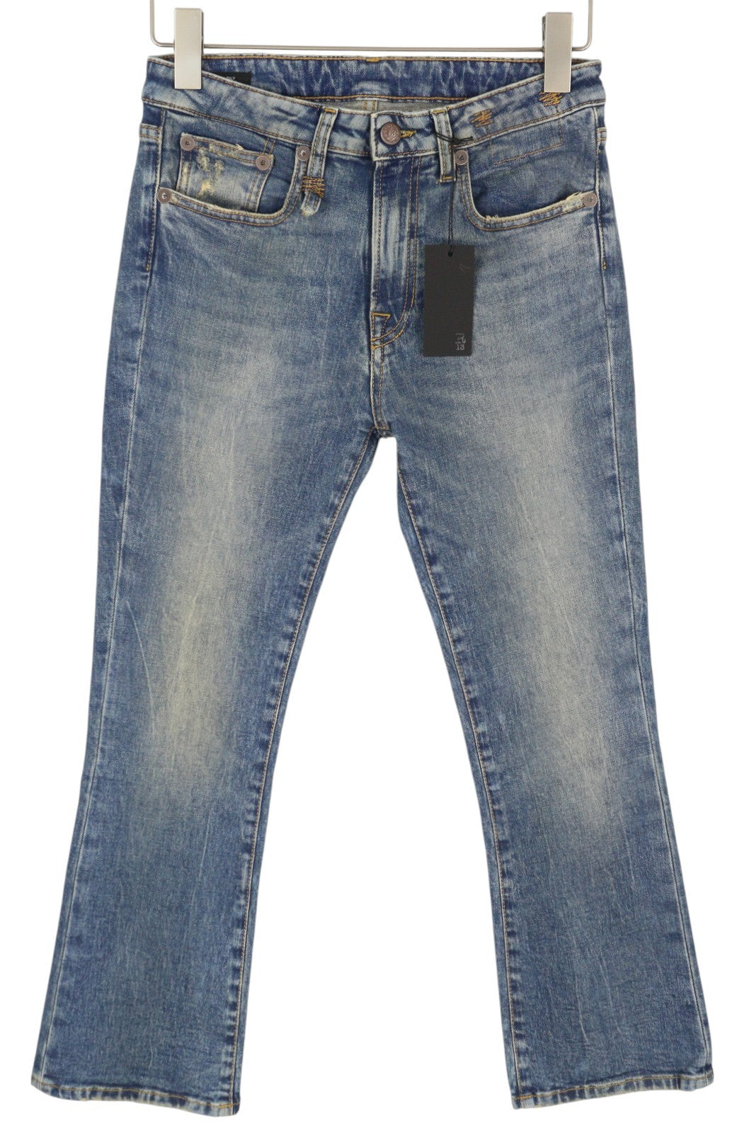 R13 Kick Fit Women Jeans 26 Kelly Stretch Washed Faded Ankle Length RRP€699 *