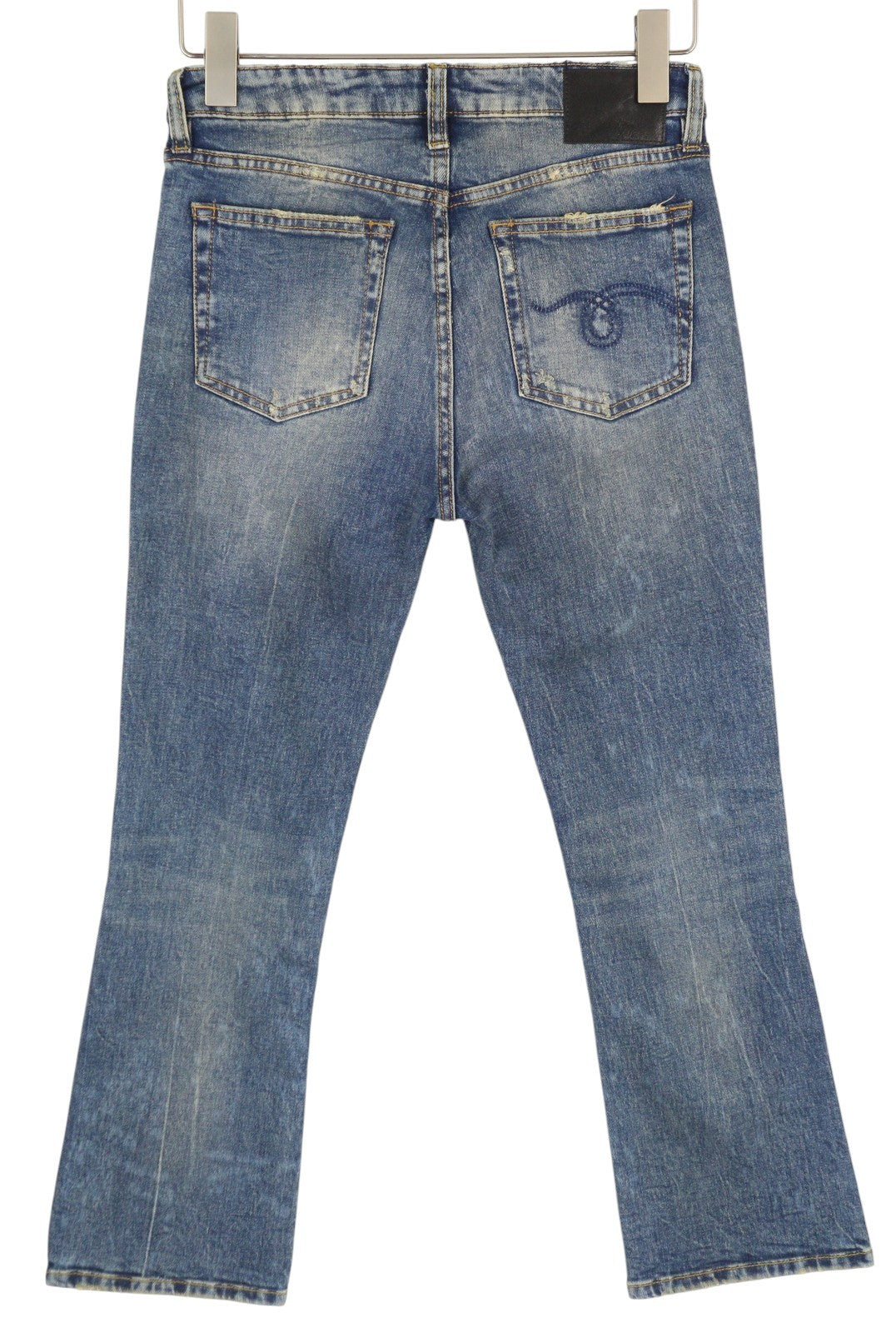 R13 Kick Fit Women Jeans 26 Kelly Stretch Washed Faded Ankle Length RRP€699 *