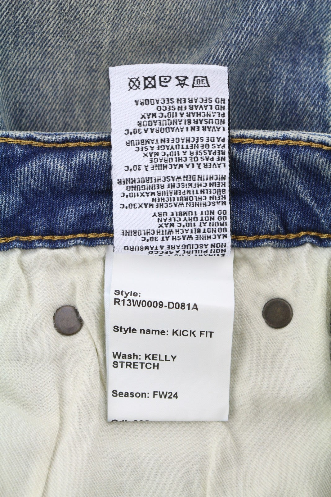 R13 Kick Fit Women Jeans 26 Kelly Stretch Washed Faded Ankle Length RRP€699 *