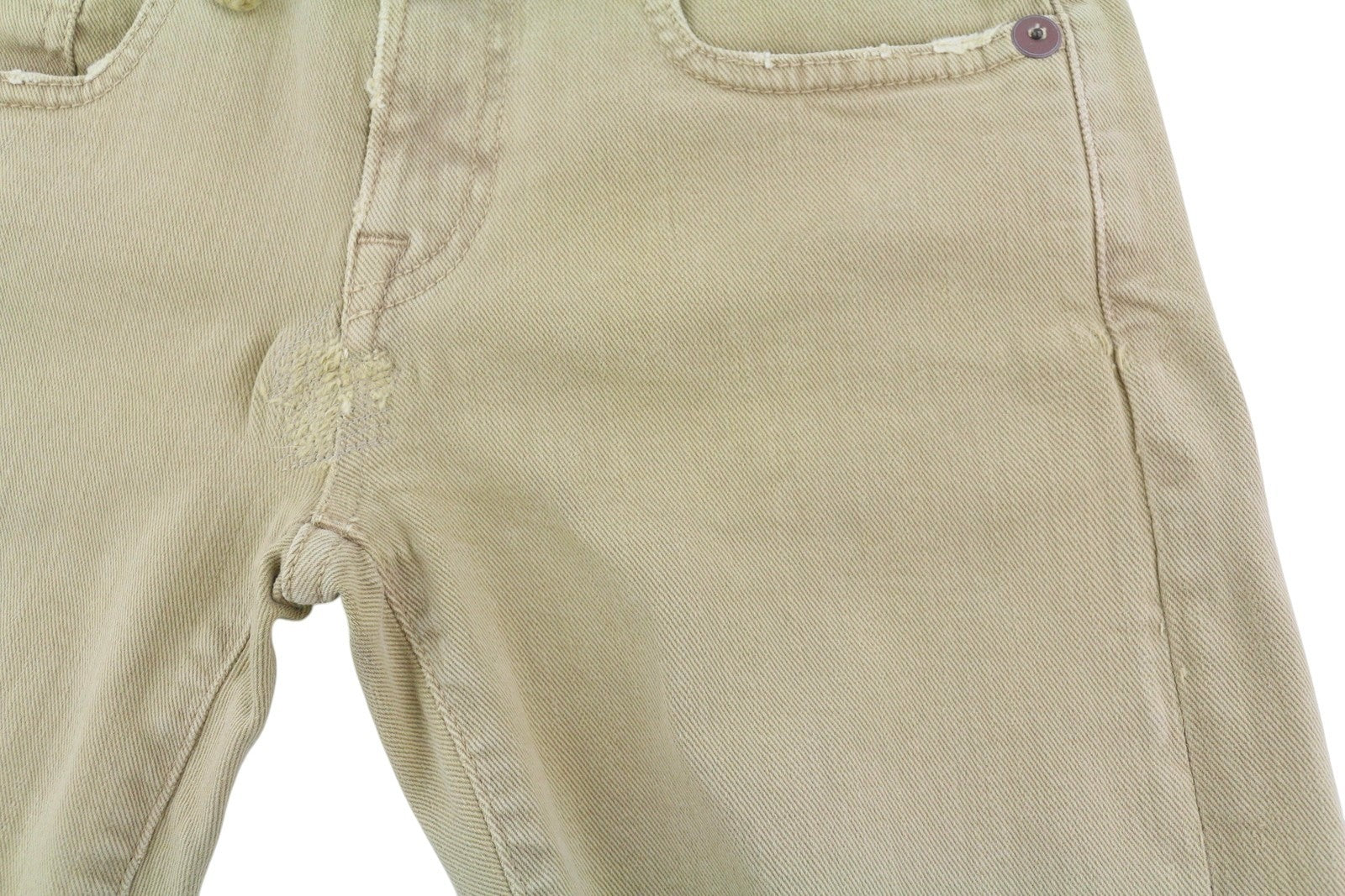 R13 Boy Straight Women Jeans 24 Khaki Stretch Washed Ankle Length Casual RRP€699