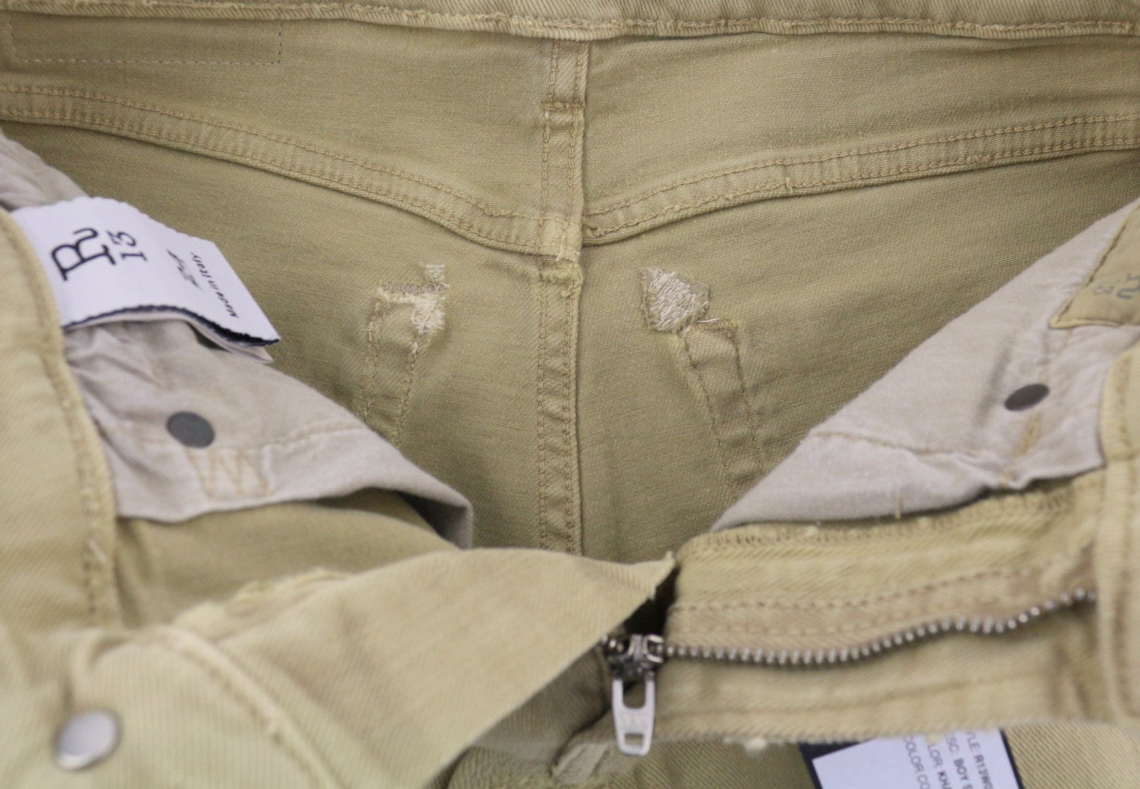 R13 Boy Straight Women Jeans 24 Khaki Stretch Washed Ankle Length Casual RRP€699