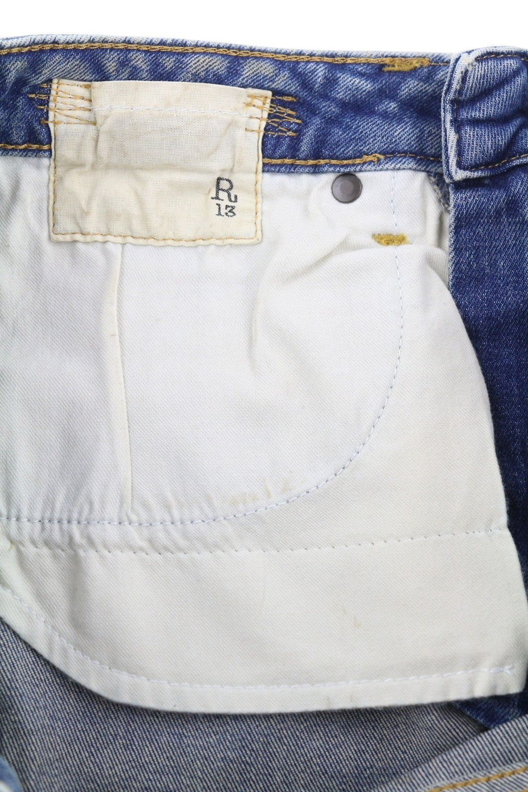 R13 Kick Fit Women Jeans 26 Kelly Stretch Washed Faded Ankle Cropped RRP€699