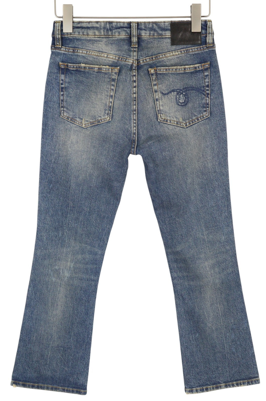 R13 Kick Fit Women Jeans 26 Kelly Stretch Washed Faded Ankle Cropped RRP€699