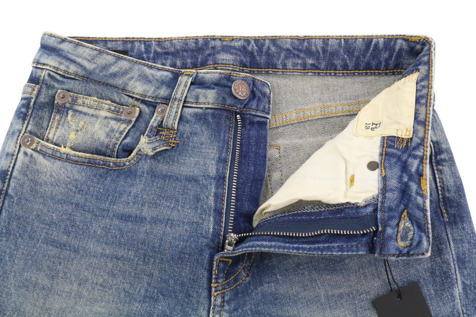 R13 Kick Fit Women Jeans 26 Kelly Stretch Washed Faded Ankle Cropped RRP€699