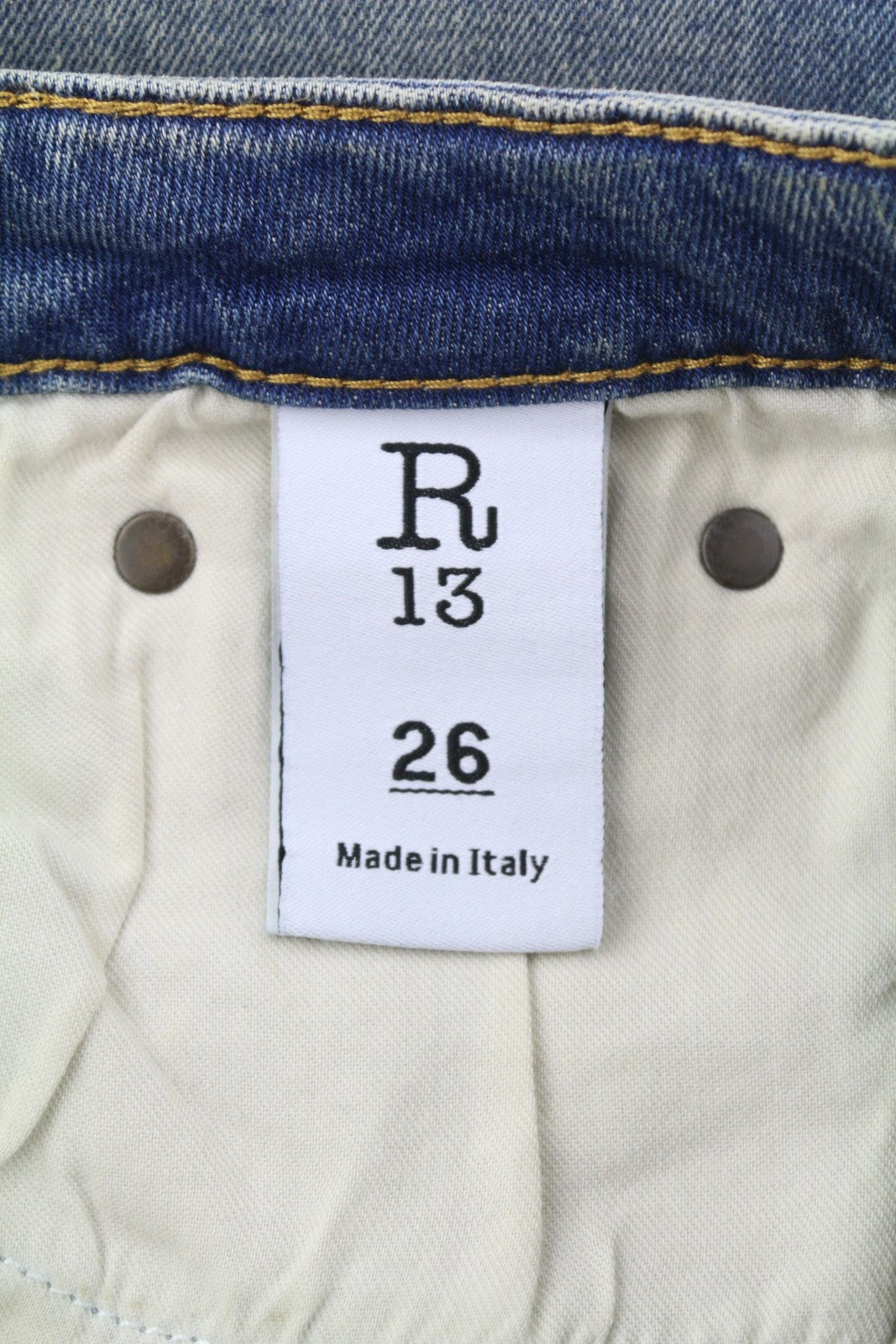 R13 Kick Fit Women Jeans 26 Kelly Stretch Washed Faded Ankle Cropped RRP€699