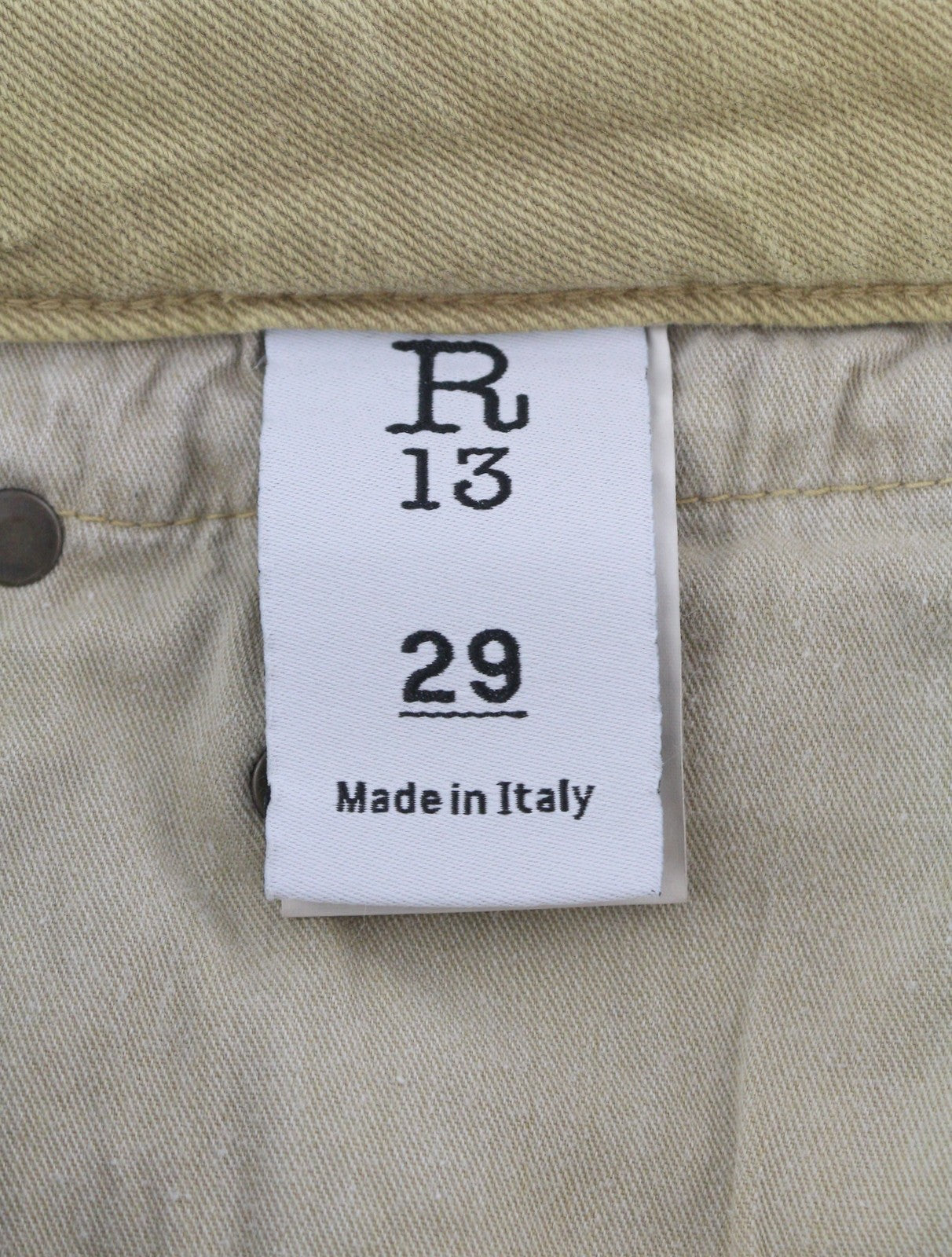 R13 Boy Straight Women Jeans 29 Khaki Stretch Washed Ankle Length Casual RRP€699