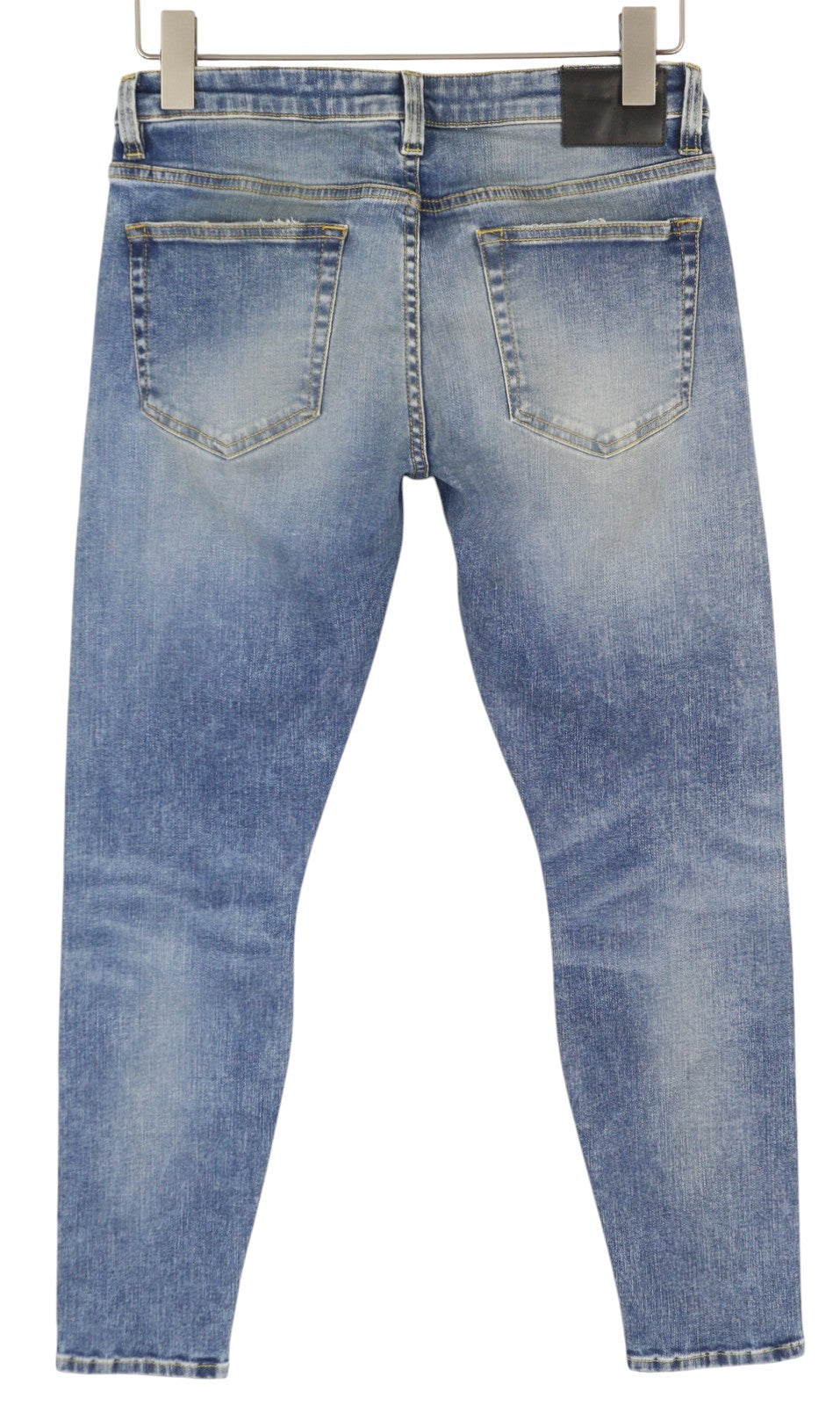 R13 Boy Skinny Women Jeans 27 Blue Washed Faded Ankle Length Cropped Zip Fly