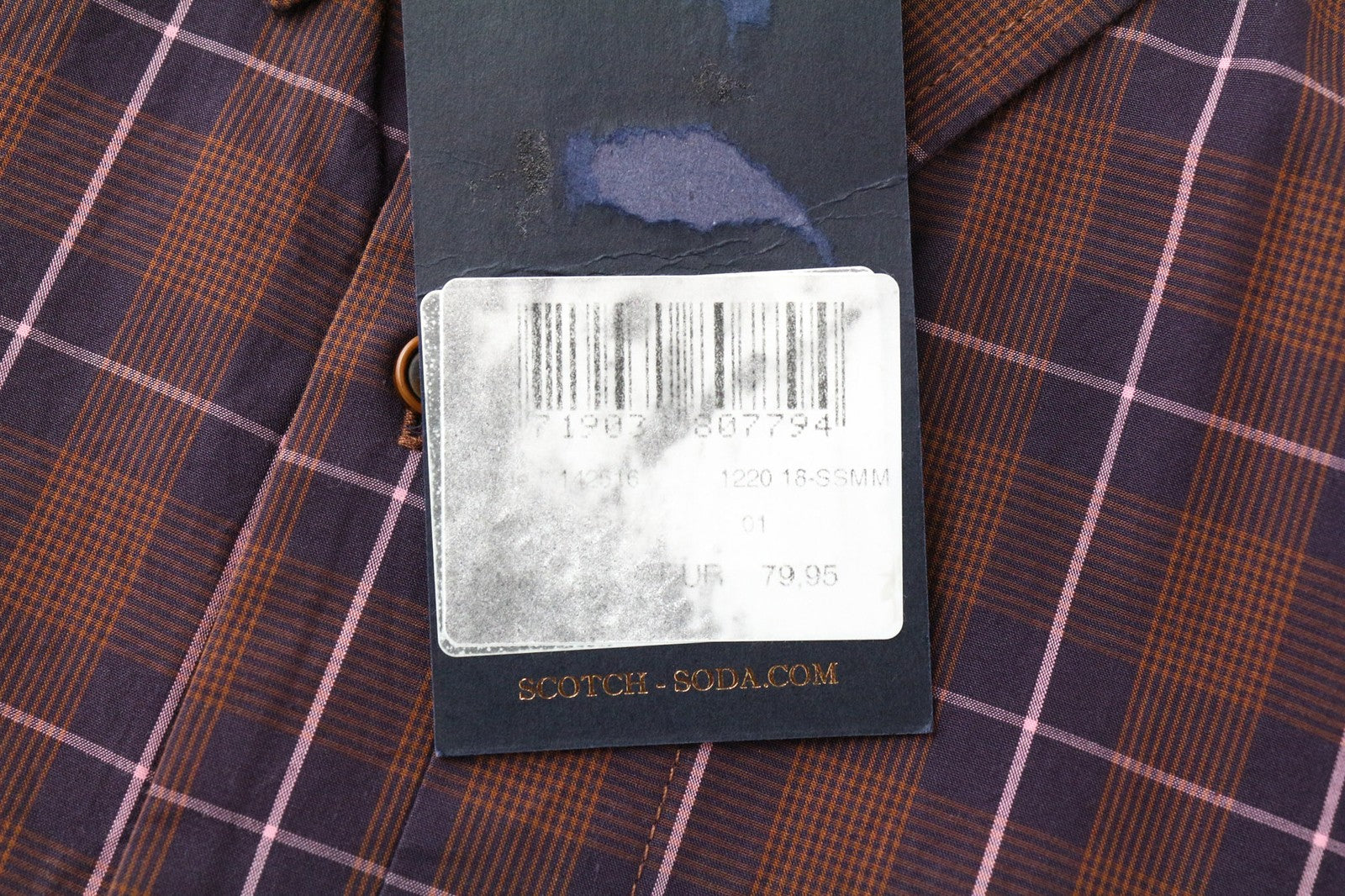 SCOTCH & SODA Ams Couture Men's Shirt S Checked Pattern Purple Brown Cotton