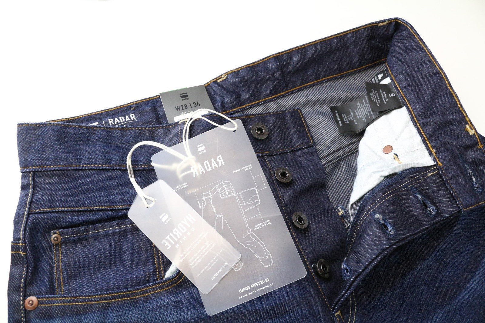 G-STAR RAW Radar vyriški džinsai W28/L34 laisvo kirpimo, mėlyni, skalbtos grynos medvilnės džinsai 