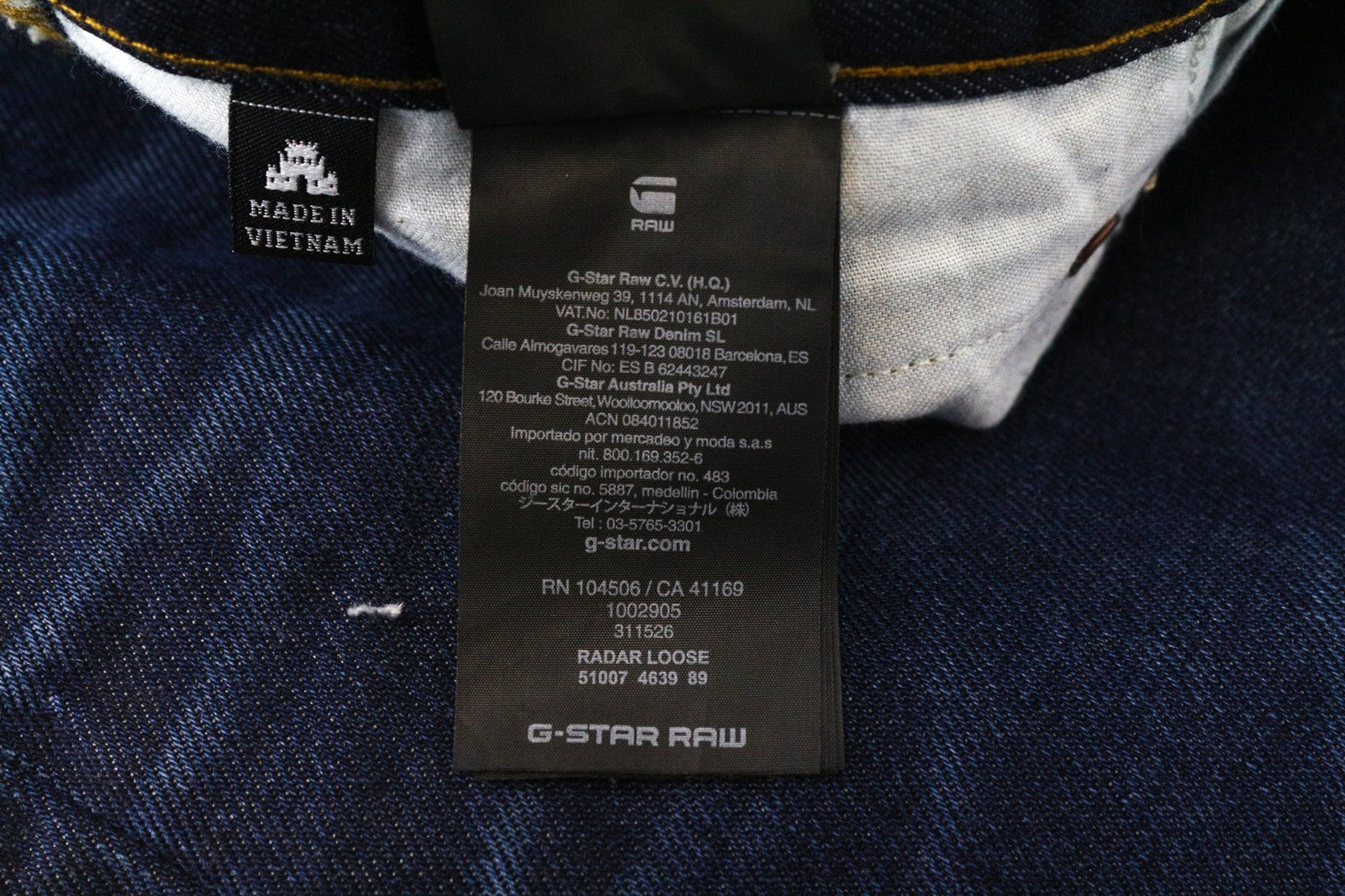 G-STAR RAW Radar vyriški džinsai W28/L34 laisvo kirpimo, mėlyni, skalbtos grynos medvilnės džinsai 