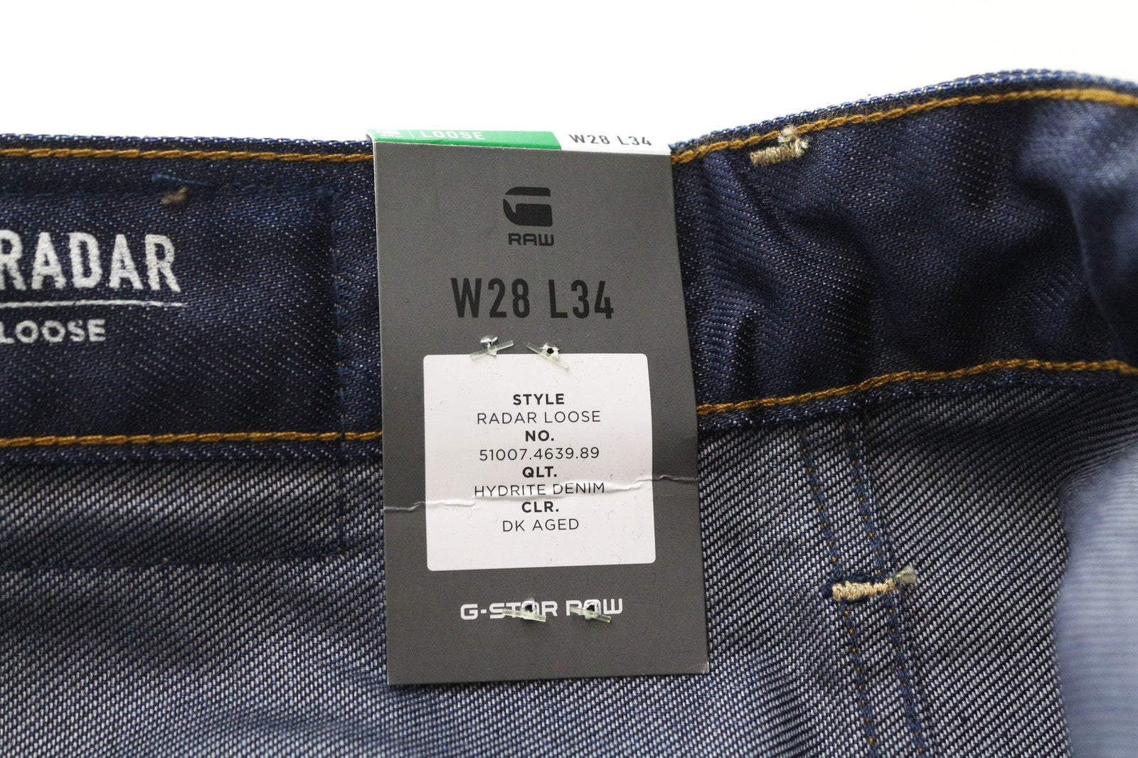 G-STAR RAW Radar vyriški džinsai W28/L34 laisvo kirpimo, mėlyni, skalbtos grynos medvilnės džinsai 