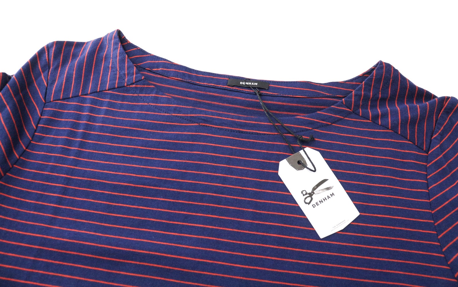 DENHAM Glide Women's T-Shirt XS Navy Red Stripe Cotton Long Sleeve Casual