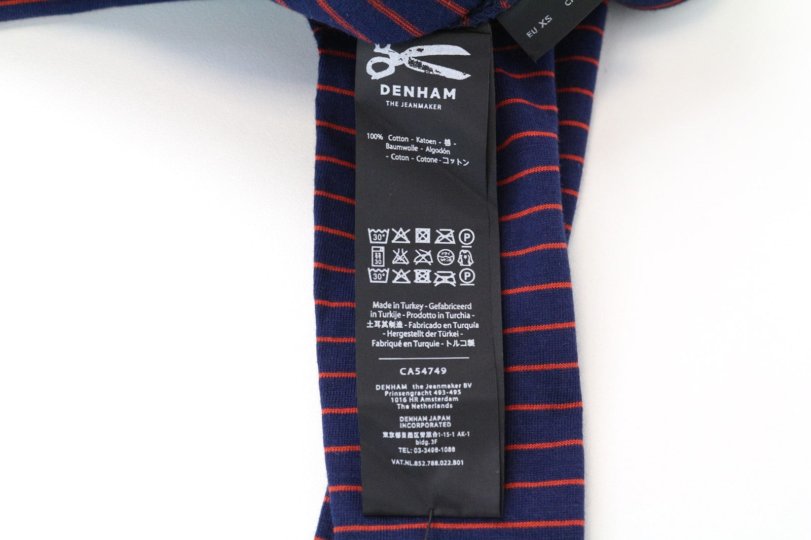 DENHAM Glide Women's T-Shirt XS Navy Red Stripe Cotton Long Sleeve Casual