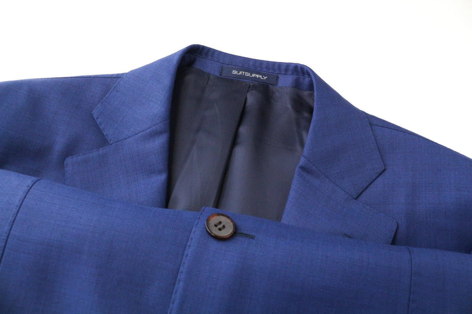 „SUITSUPPLY Lazio“ vyriškas švarkas, UK42L, mėlynas, plonas, vilnonis, vienaeilis, pritaikytas 