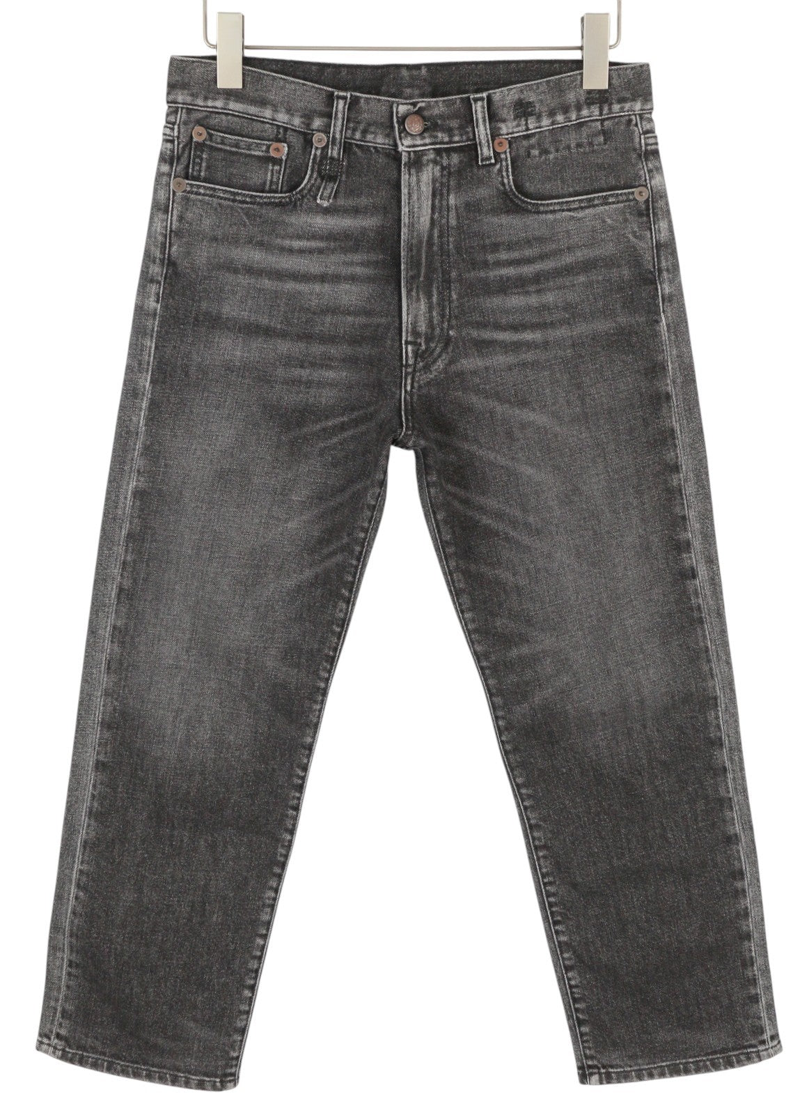 R13 Boyfriend Women Jeans 27 Black Washed Faded Ankle Length Cropped Zip Denim