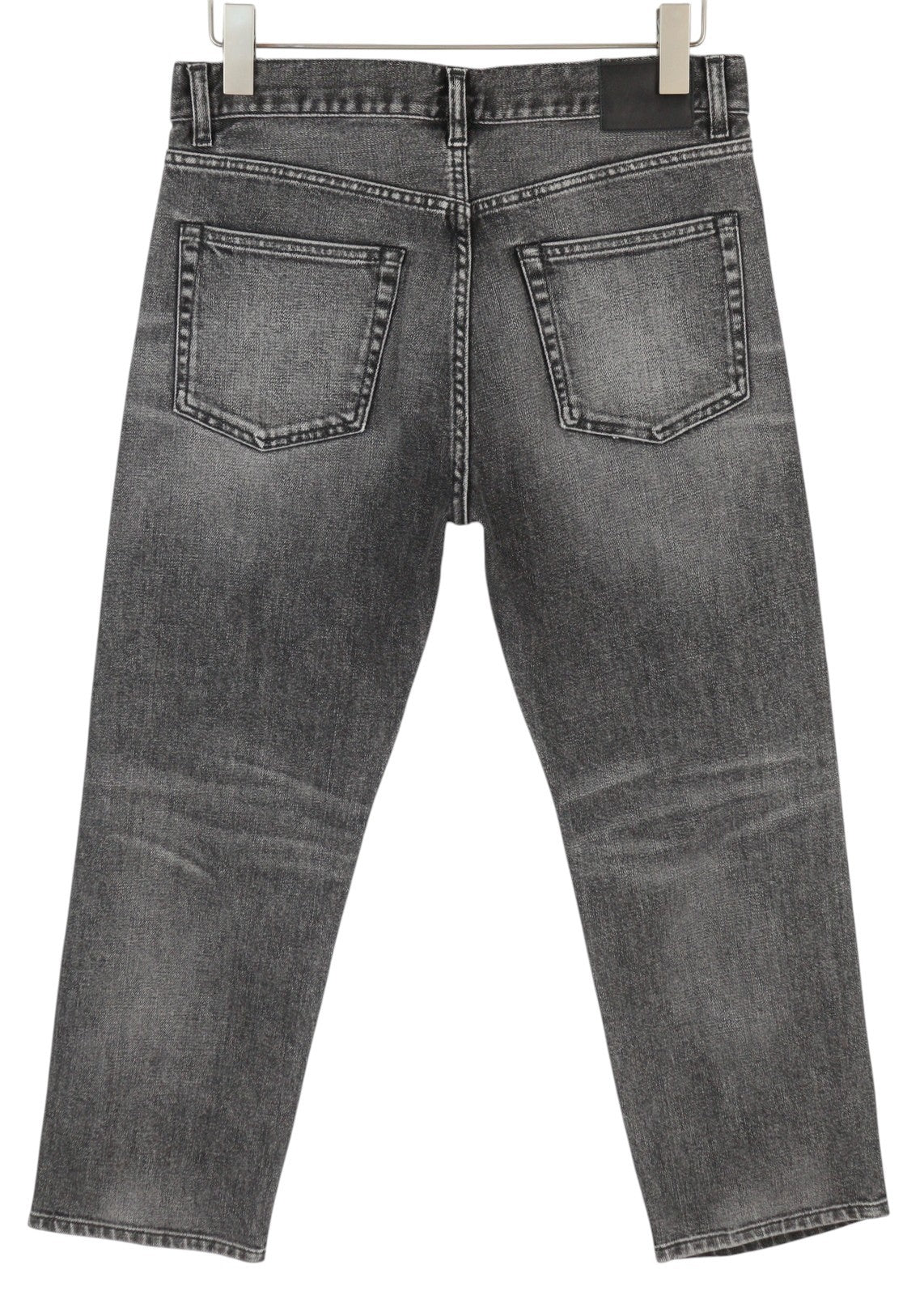 R13 Boyfriend Women Jeans 27 Black Washed Faded Ankle Length Cropped Zip Denim