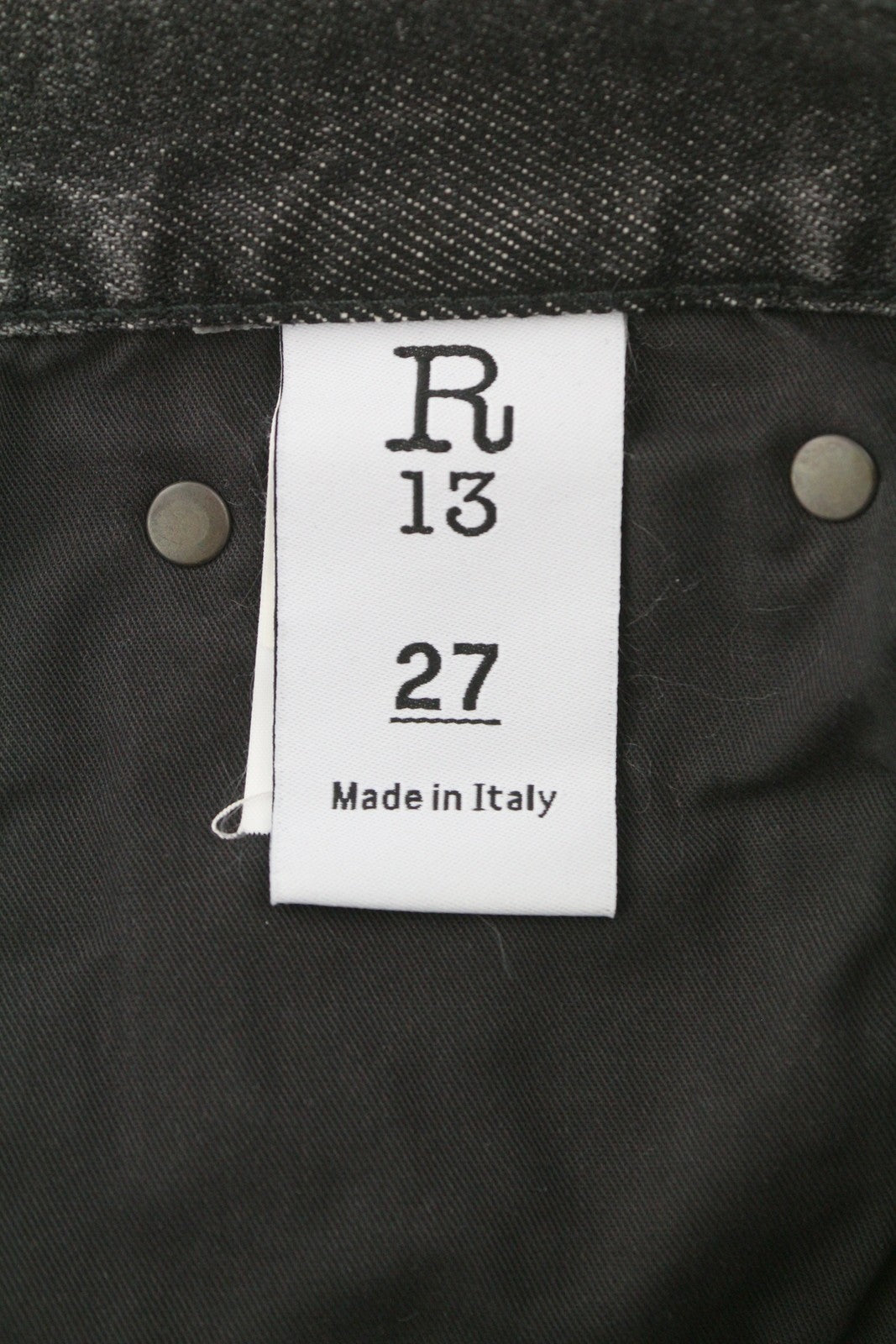 R13 Boyfriend Women Jeans 27 Black Washed Faded Ankle Length Cropped Zip Denim