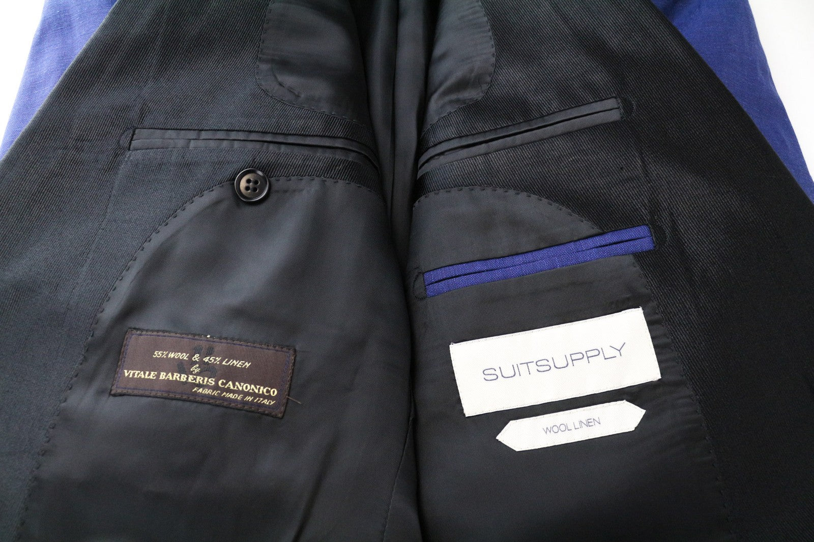 SUITSUPPLY New Verona Tux Men's Blazer UK38R Blue Wool Linen Single-Breasted