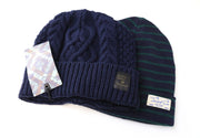 SCOTCH & SODA Men's Hat OS Navy Blue Beanie 2 Pack Chunky Wool Blend Knit