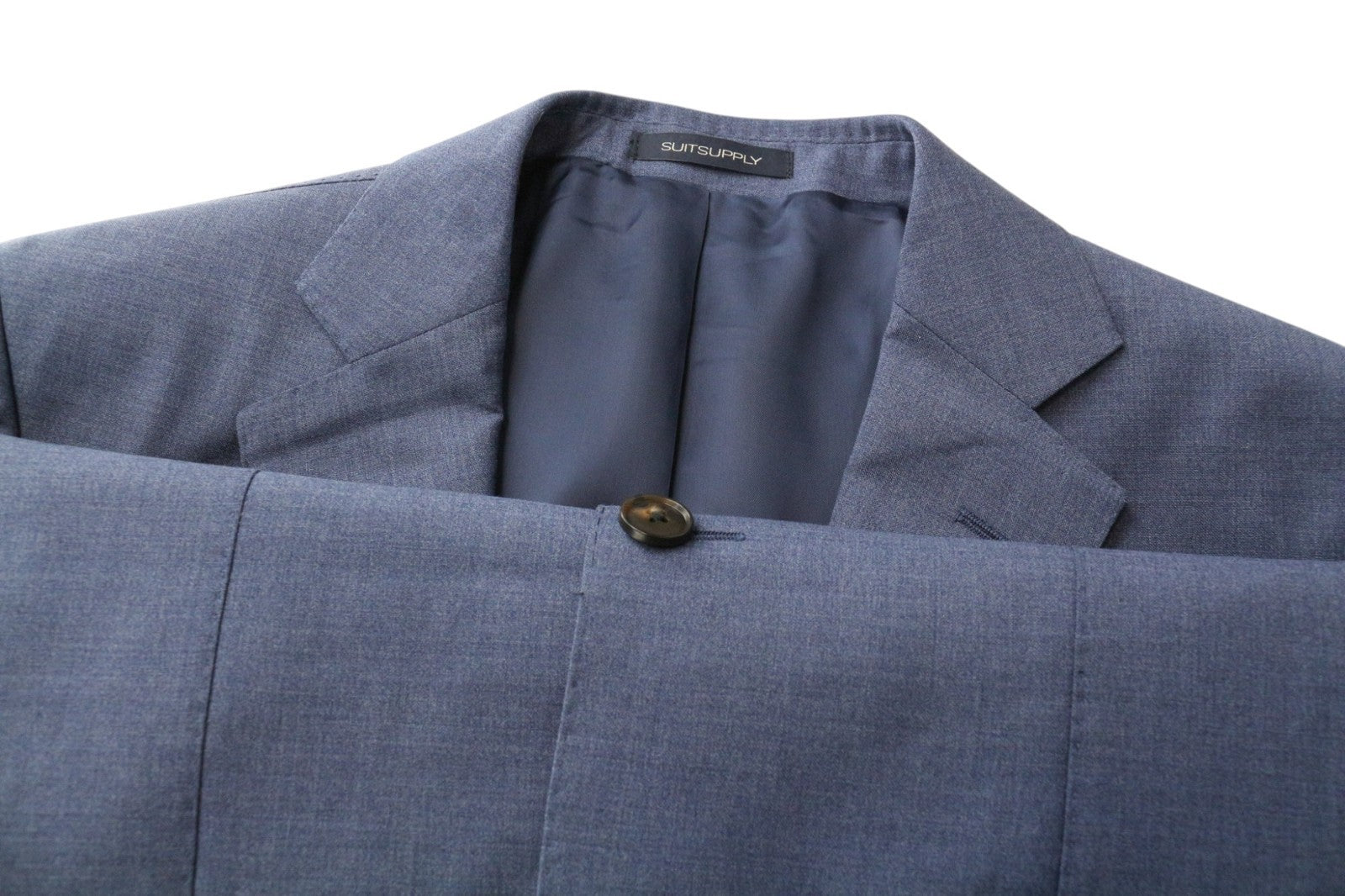 SUITSUPPLY Napoli Men's Suit UK34R Blue Wool Super 110's Lined 2 Piece Classic