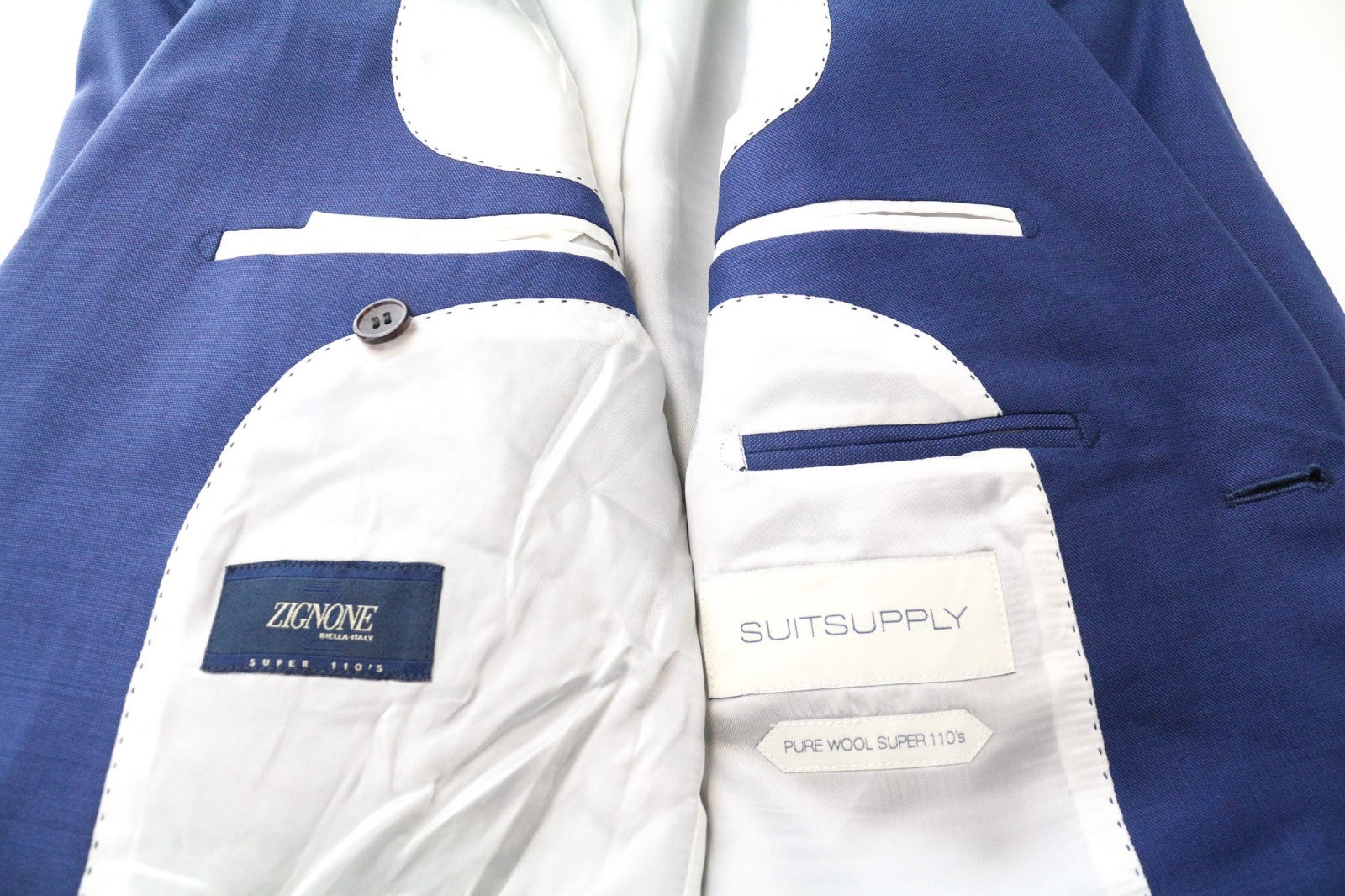 SUITSUPPLY Napoli Men's Suit UK36R Blue Wool Super 110's 2 Piece Single-Breasted