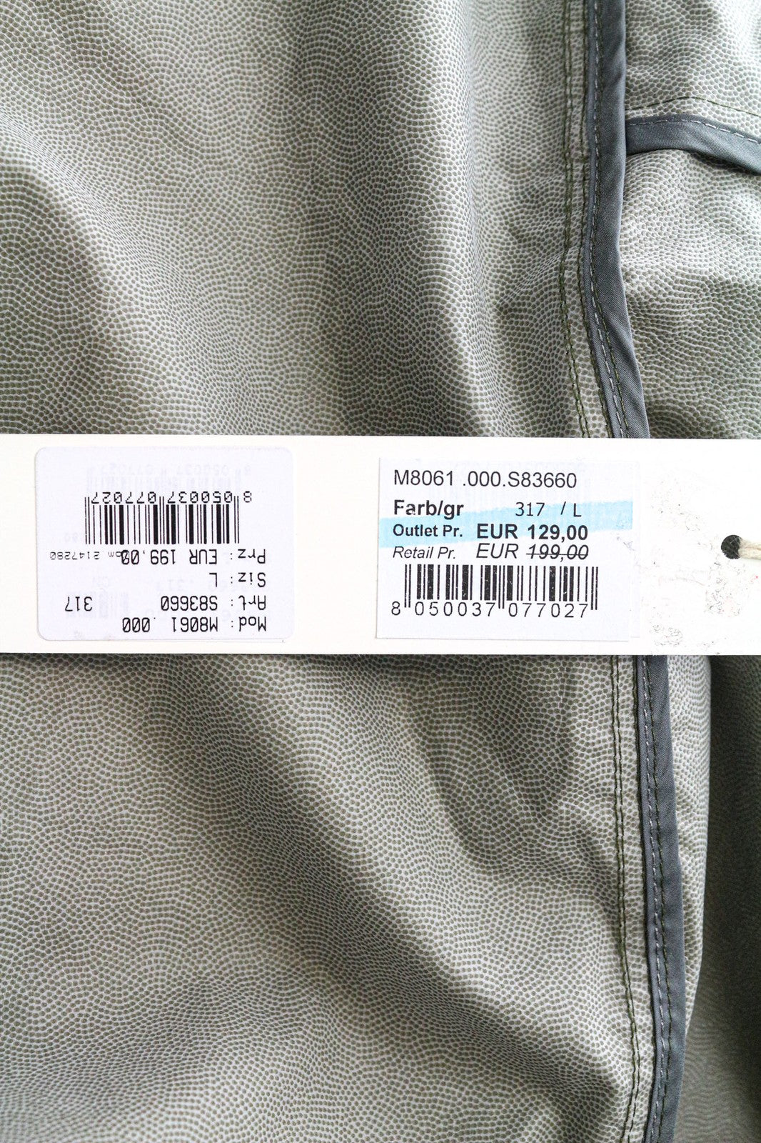 REPLAY Men's Jacket L Green Hooded Cotton Zip Windbreaker with Taped Seams