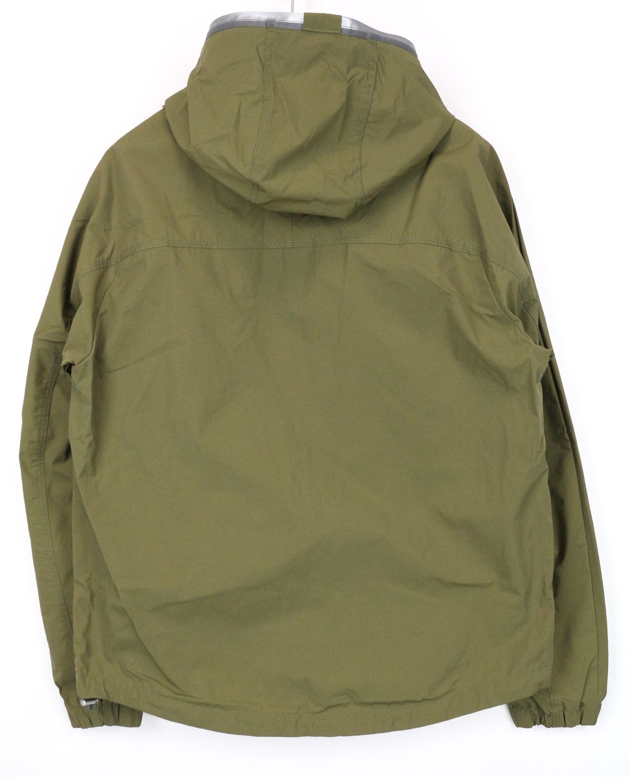 REPLAY Men's Jacket L Green Hooded Cotton Zip Windbreaker with Taped Seams