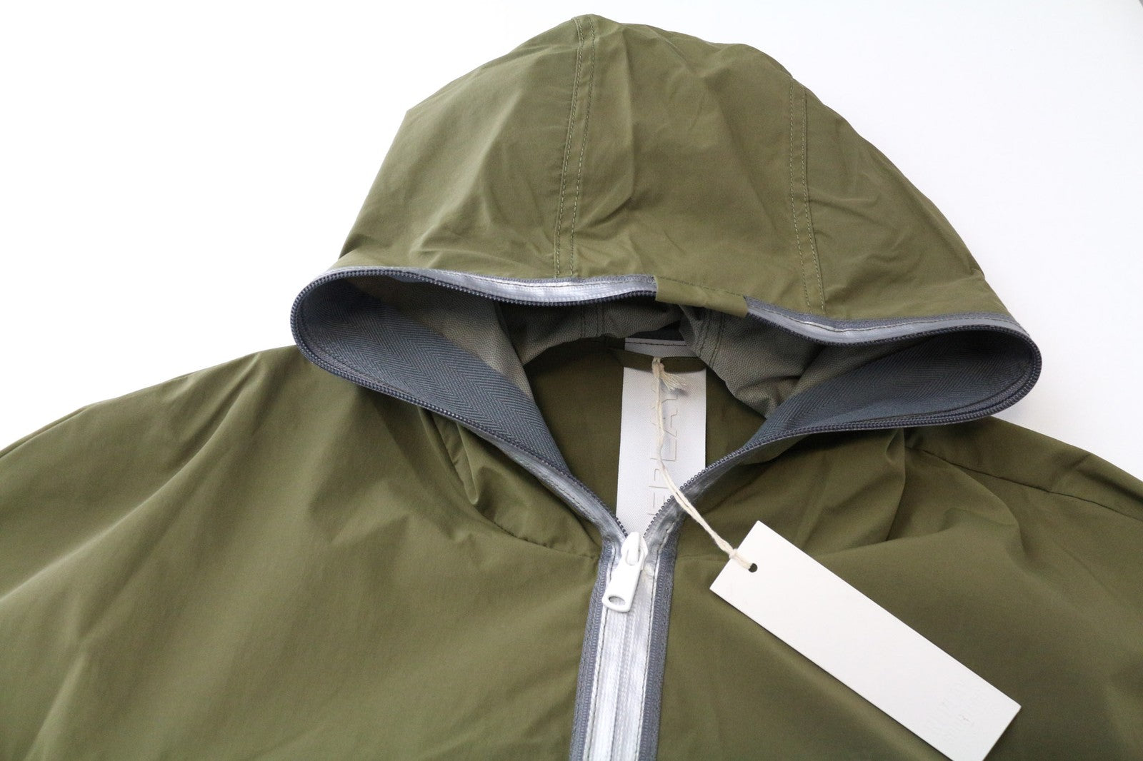 REPLAY Men's Jacket L Green Hooded Cotton Zip Windbreaker with Taped Seams