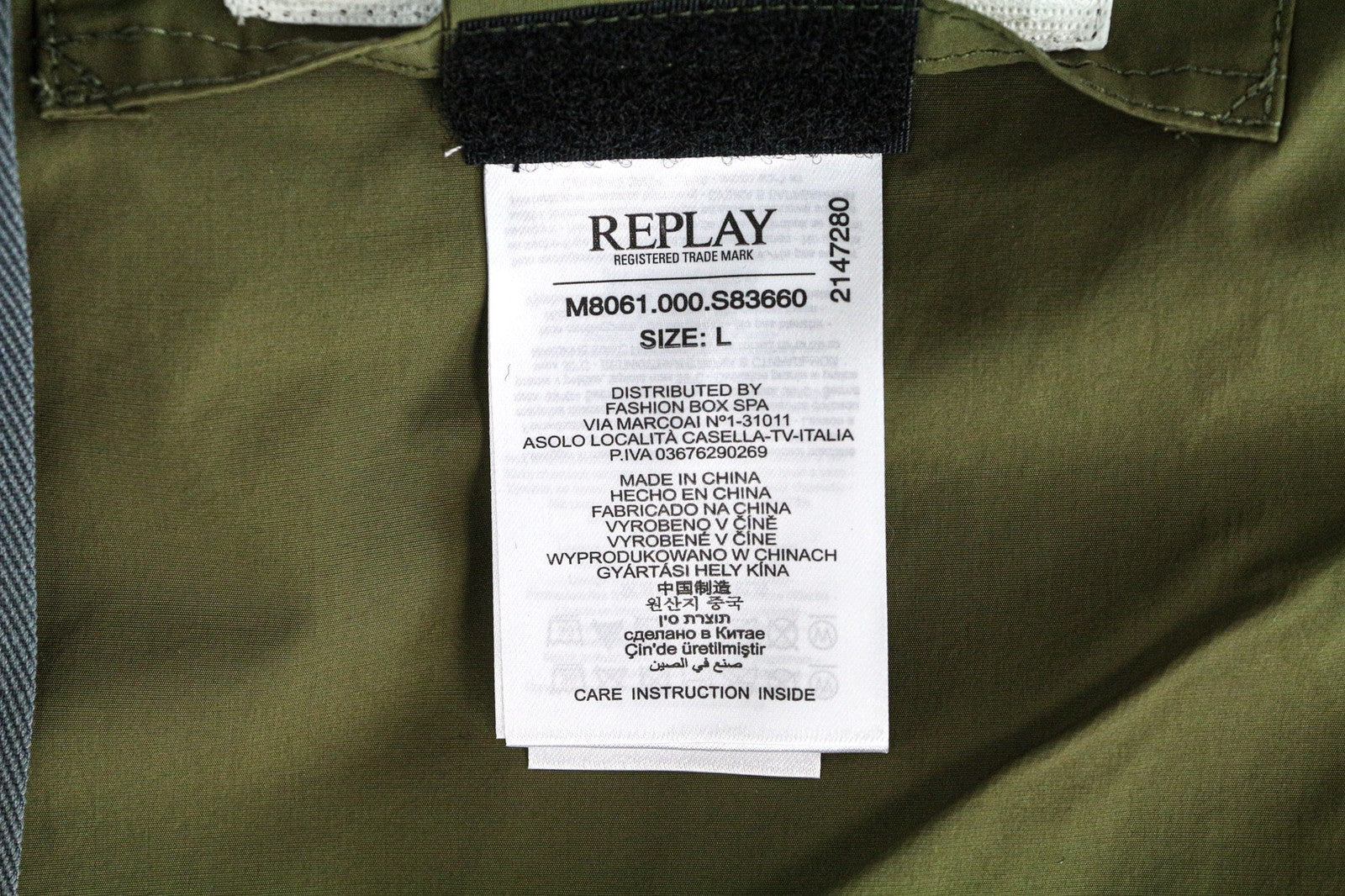 REPLAY Men's Jacket L Green Hooded Cotton Zip Windbreaker with Taped Seams