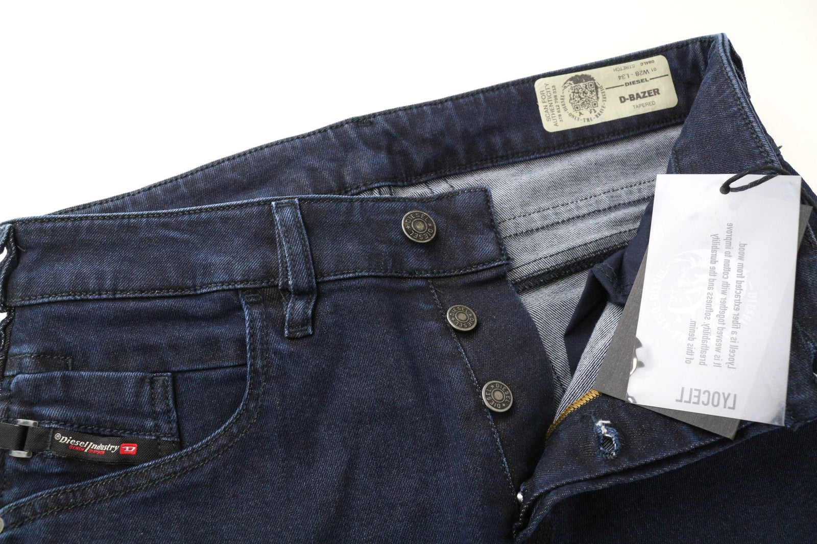 DIESEL D-Bazer 084LC Men's Jeans W28/L34 Tapered Fit Blue Stretch Cotton Denim