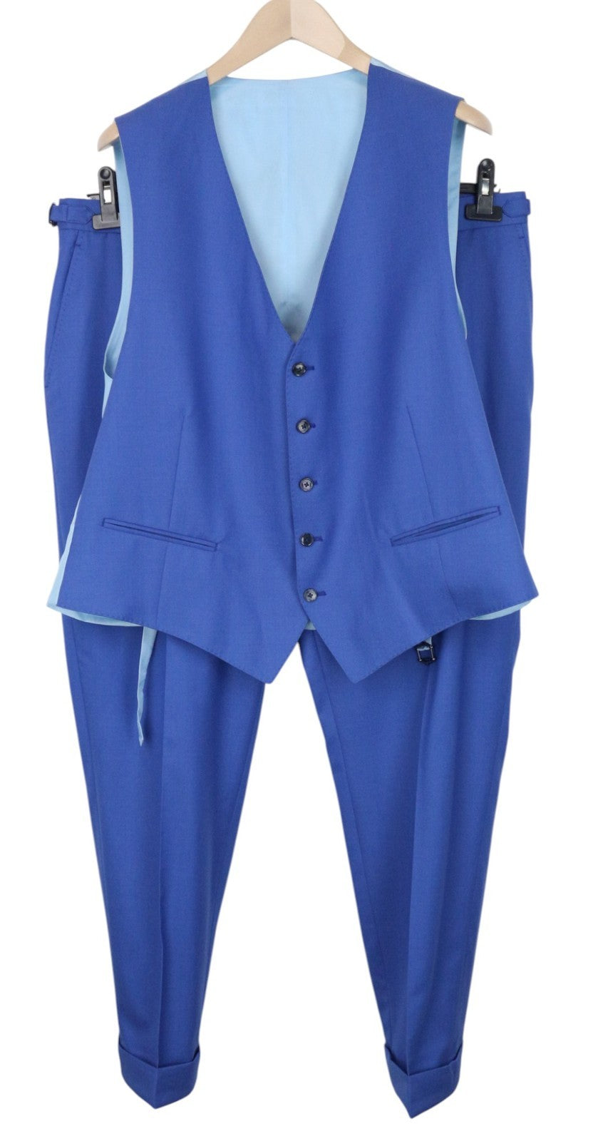 SUITSUPPLY Ferrara Men's Suit UK50R Blue 2 Piece Waistcoat & Trousers Pure Wool