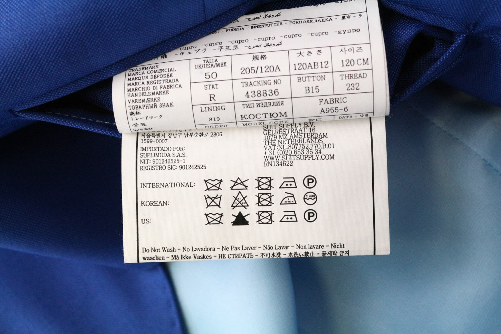 SUITSUPPLY Ferrara Men's Suit UK50R Blue 2 Piece Waistcoat & Trousers Pure Wool