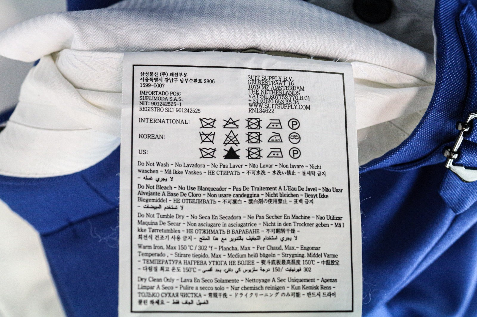 SUITSUPPLY Ferrara Men's Suit UK50R Blue 2 Piece Waistcoat & Trousers Pure Wool