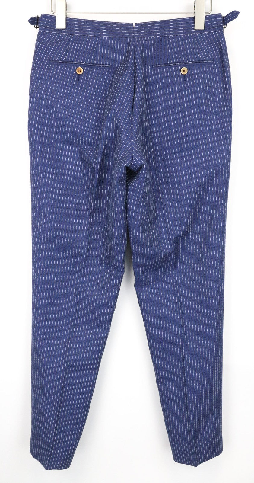SUITSUPPLY Brentwood Men's Trousers UK38R Blue Pleated Linen Cotton Striped