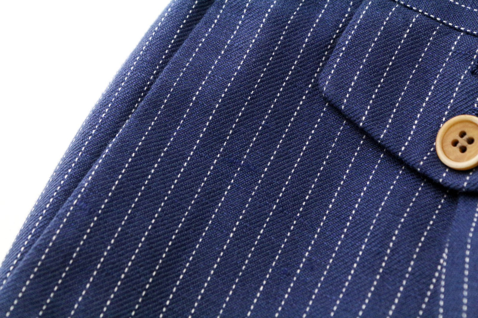 SUITSUPPLY Brentwood Men's Trousers UK38R Blue Pleated Linen Cotton Striped