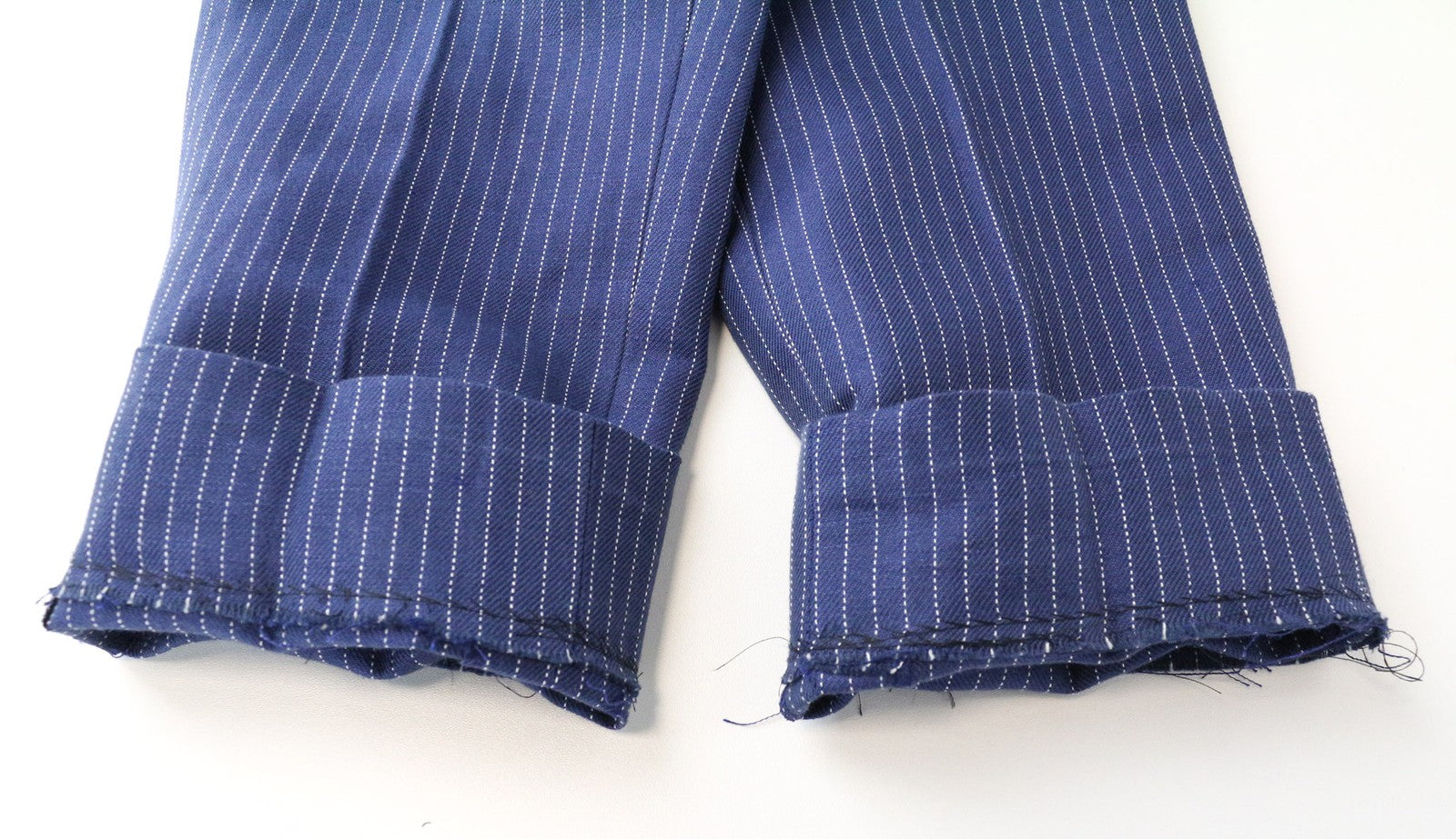 SUITSUPPLY Brentwood Men's Trousers UK38R Blue Pleated Linen Cotton Striped