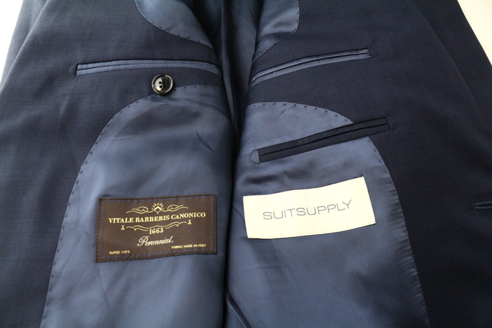 SUITSUPPLY Lazio Men's Suit UK36L Blue Wool 2 Piece Single-Breasted Tailored