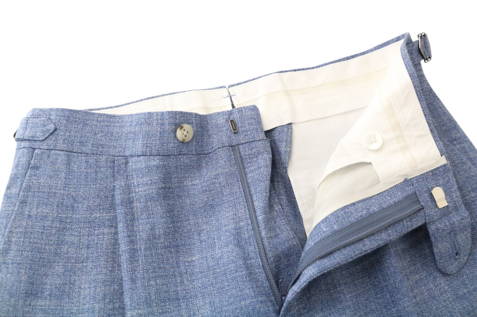 SUITSUPPLY La Spalla Men's Suit UK34R Peak Lapel Blue Wool Silk Linen 2 Piece