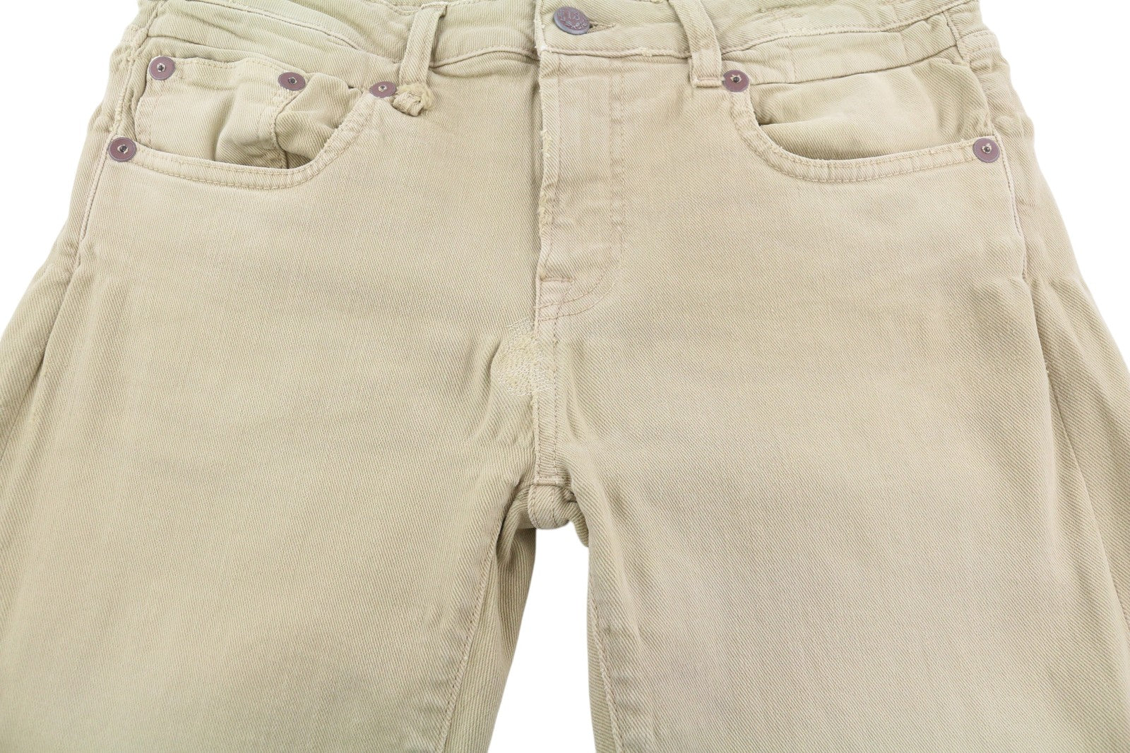 R13 Boy Straight Women Jeans 30 Khaki Stretch Washed Ankle Length Casual RRP€699