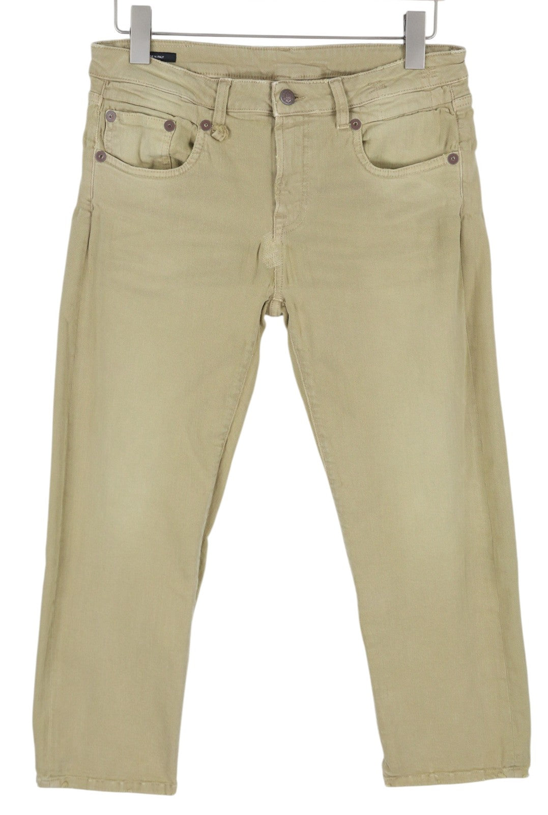 R13 Boy Straight Women Jeans 30 Khaki Stretch Washed Ankle Length Casual RRP€699