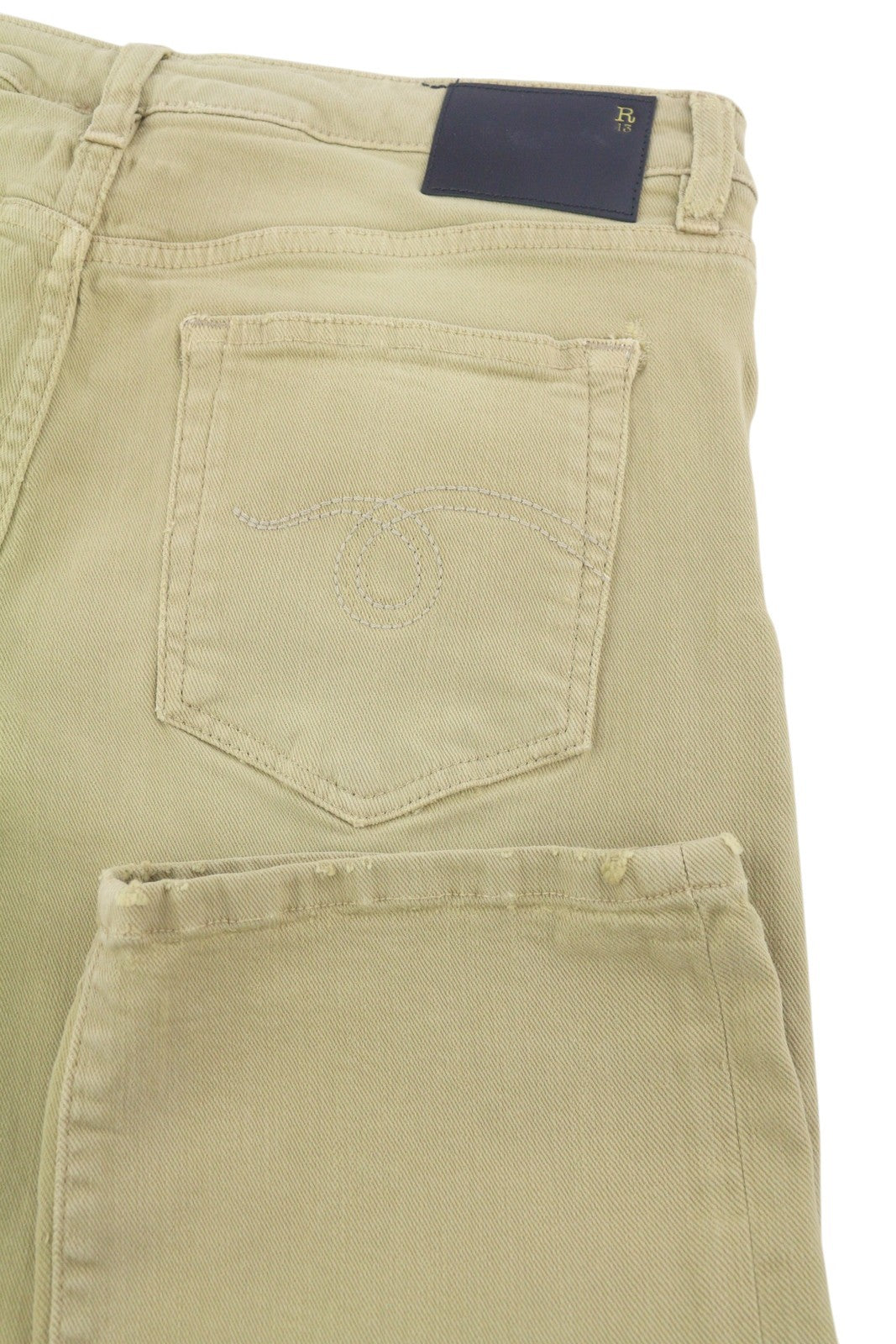 R13 Boy Straight Women Jeans 30 Khaki Stretch Washed Ankle Length Casual RRP€699