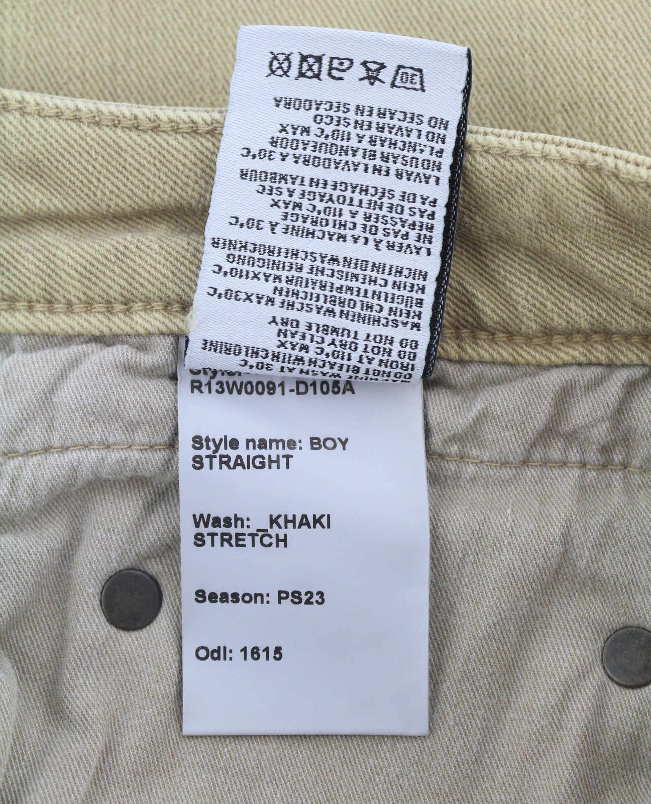 R13 Boy Straight Women Jeans 29 Khaki Stretchy Faded Ankle Length Casual RRP€699