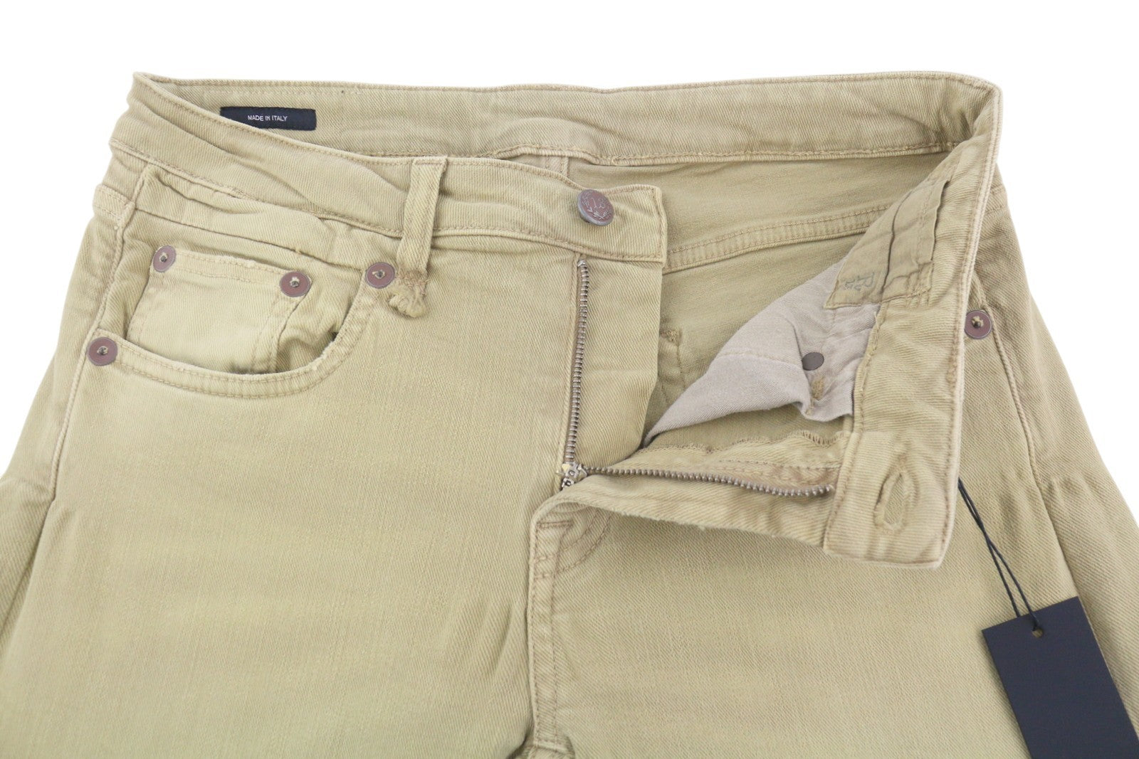 R13 Boy Straight Women Jeans 28 Khaki Stretch Faded Ankled Light Denim RRP€699