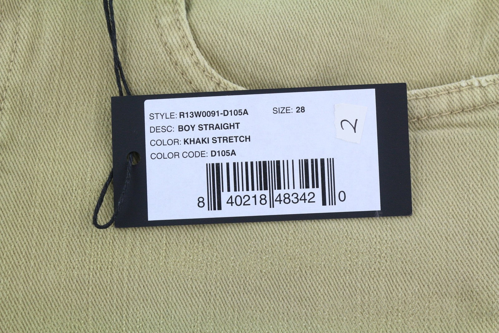 R13 Boy Straight Women Jeans 28 Khaki Stretchy Denim Cropped Pockets RRP€699