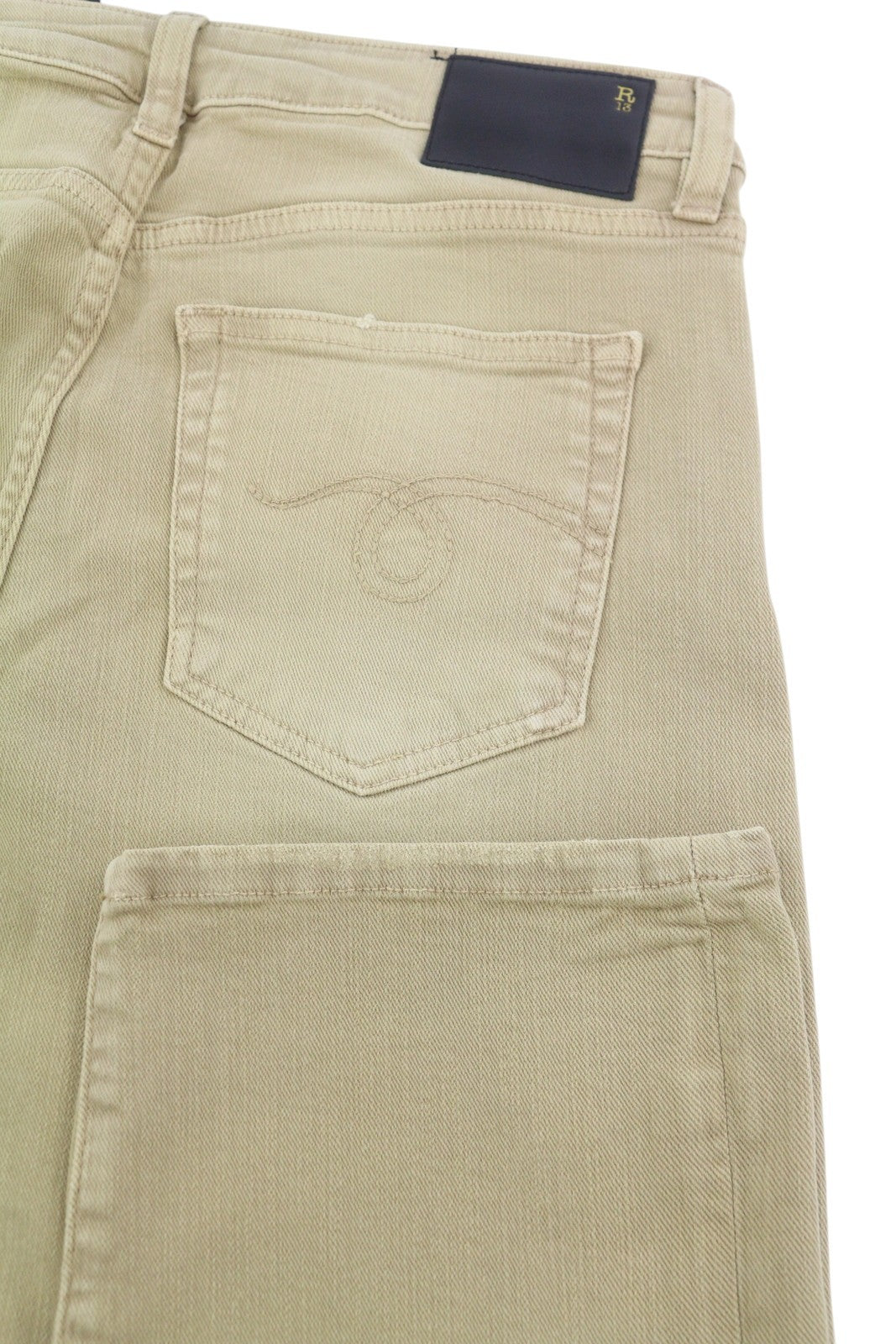 R13 Boy Straight Women Jeans 28 Khaki Stretch Denim Cropped Pockets RRP€699
