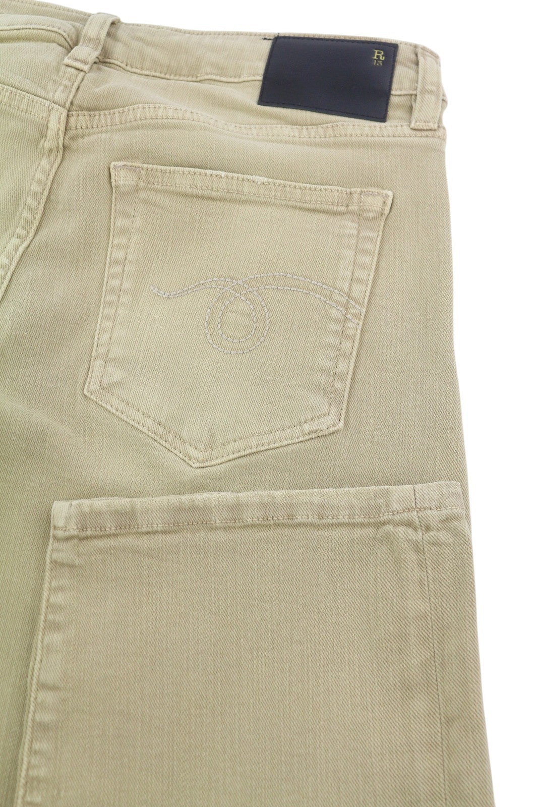 R13 Boy Straight Women Jeans 28 Khaki Stretch Denim Cropped Ankle Length RRP€699