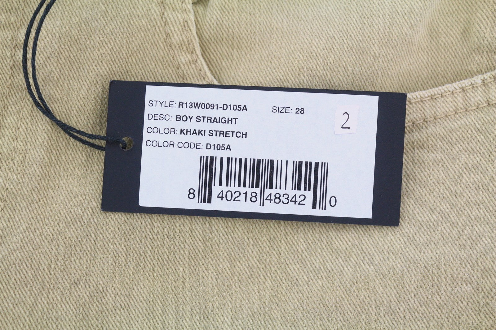 R13 Boy Straight Women Jeans 28 Khaki Stretch Denim Cropped Ankle Length RRP€699