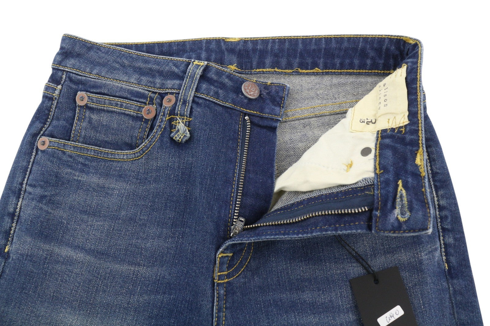 R13 Alison Skinny Women Jeans 27 Lily Blue FX Faded Whiskers Washed Zip Denim