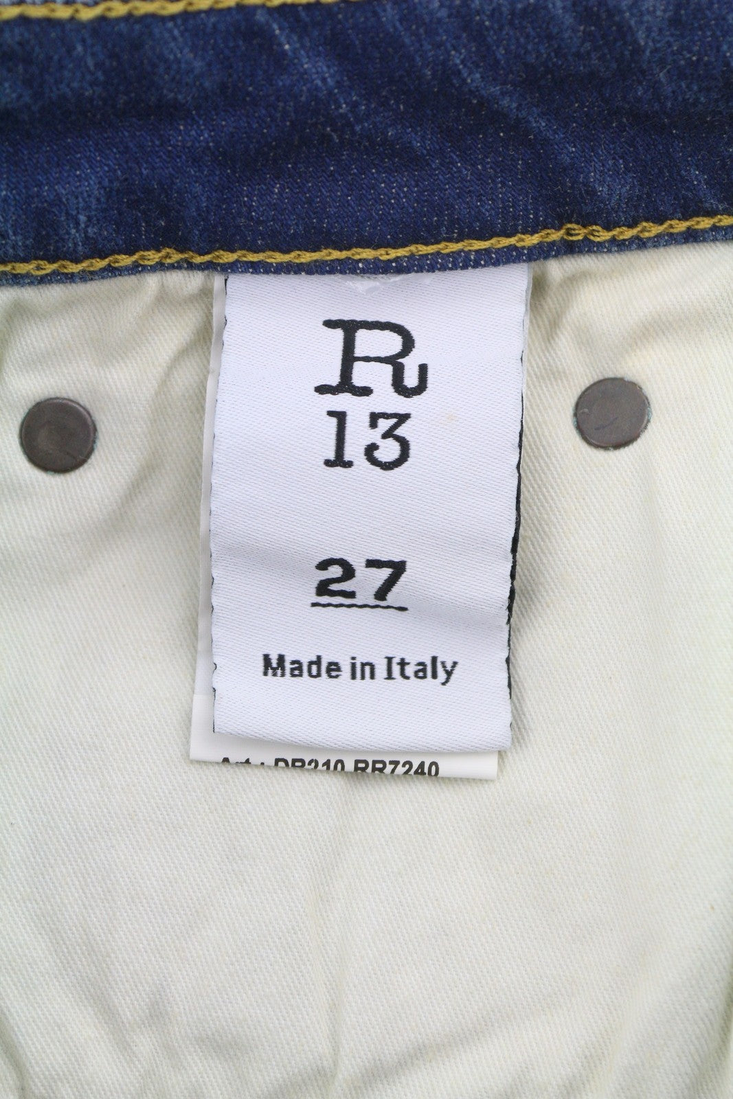 R13 Alison Skinny Women Jeans 27 Lily Blue FX Faded Whiskers Washed Zip Denim